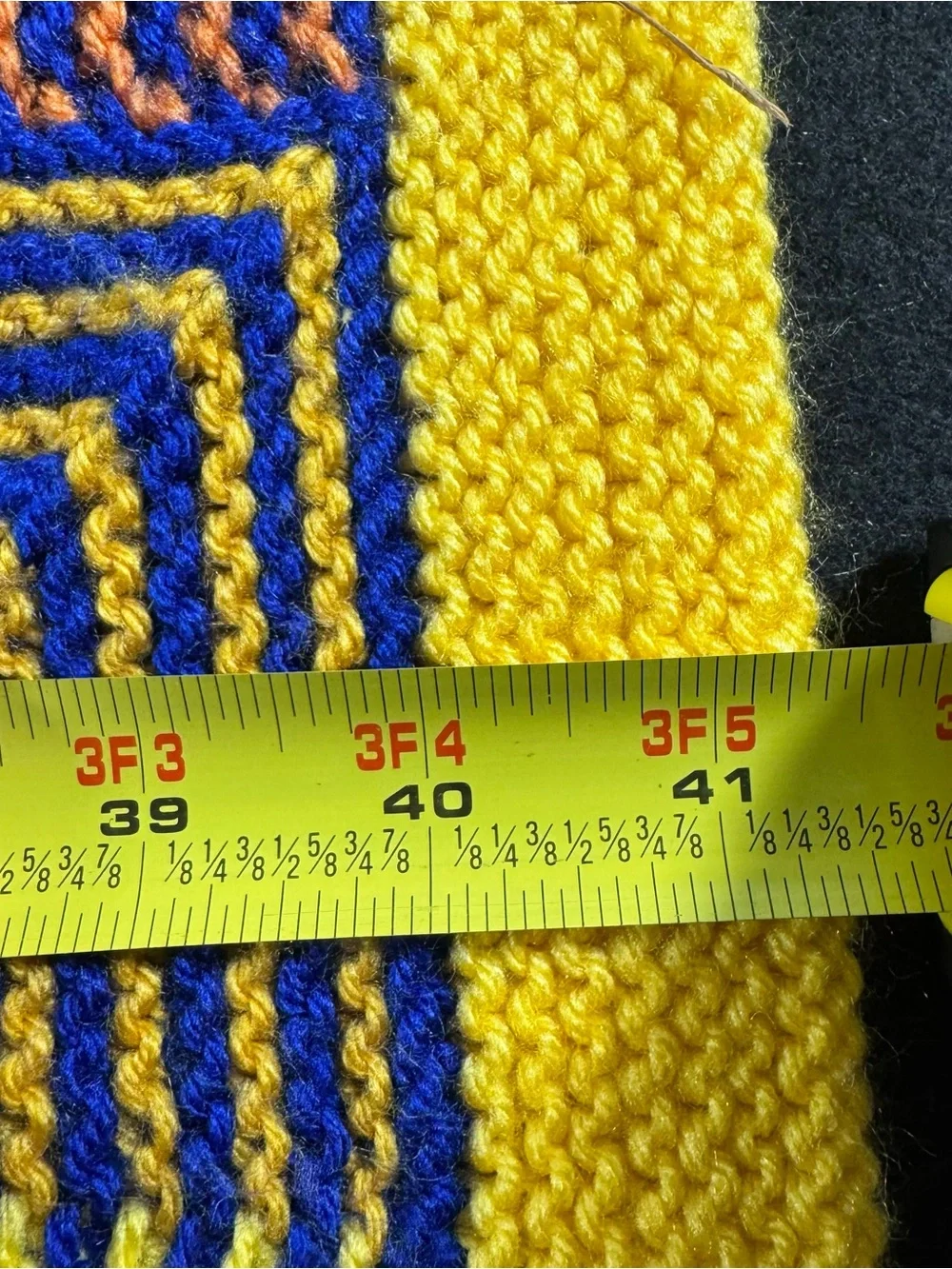 Hand Knit Rainbow Gradient Throw Blanket with Yellow Border